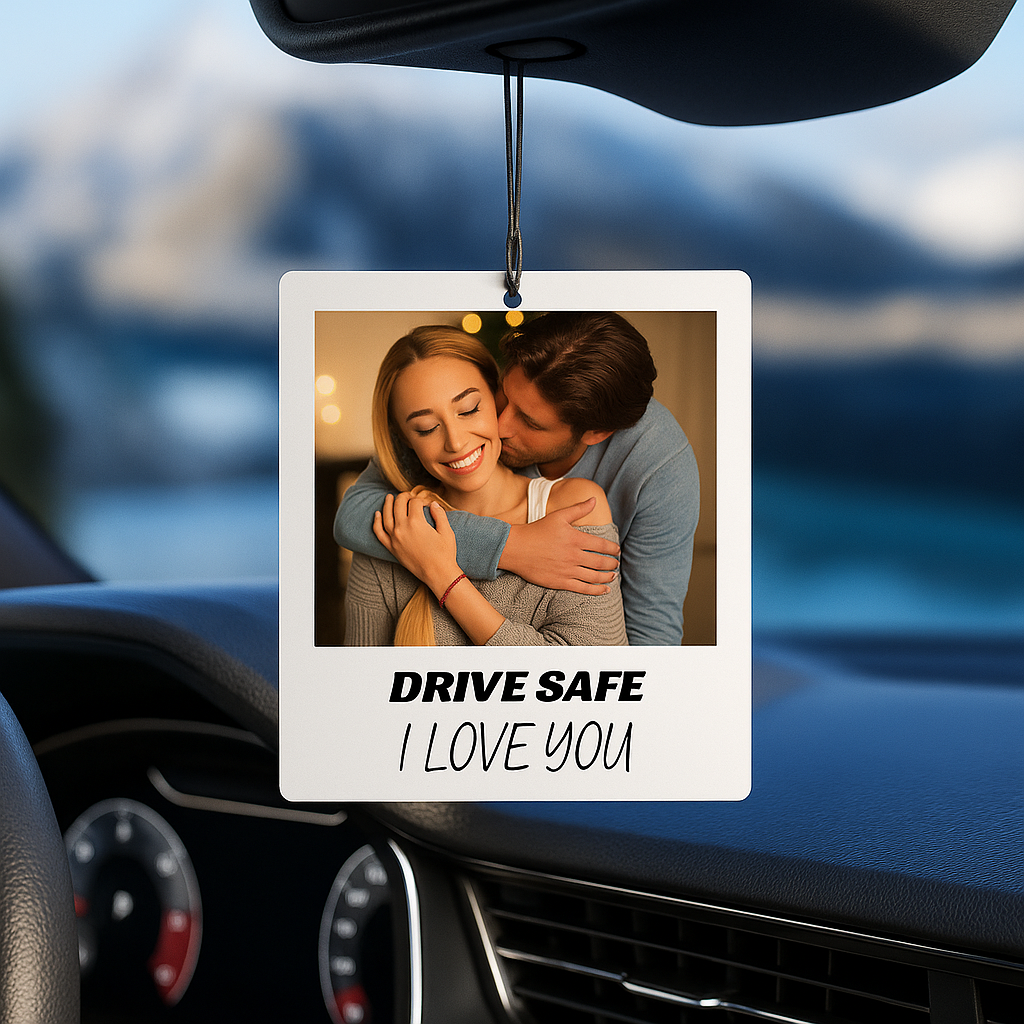 Custom Photo Car Air Freshener – Personalised Gift with Your Own Message