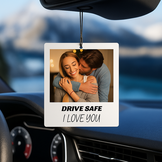 Custom Photo Car Air Freshener – Personalised Gift with Your Own Message